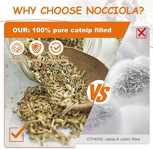 Nocciola Cat Toys, 3 Pack Funny Catnip Toys Filled with 100% Pure Organic Catnip, Safe Kitten Teething Chew and Kicker Toys, Stress Relieving Fun for Indoor Cats, Yellow