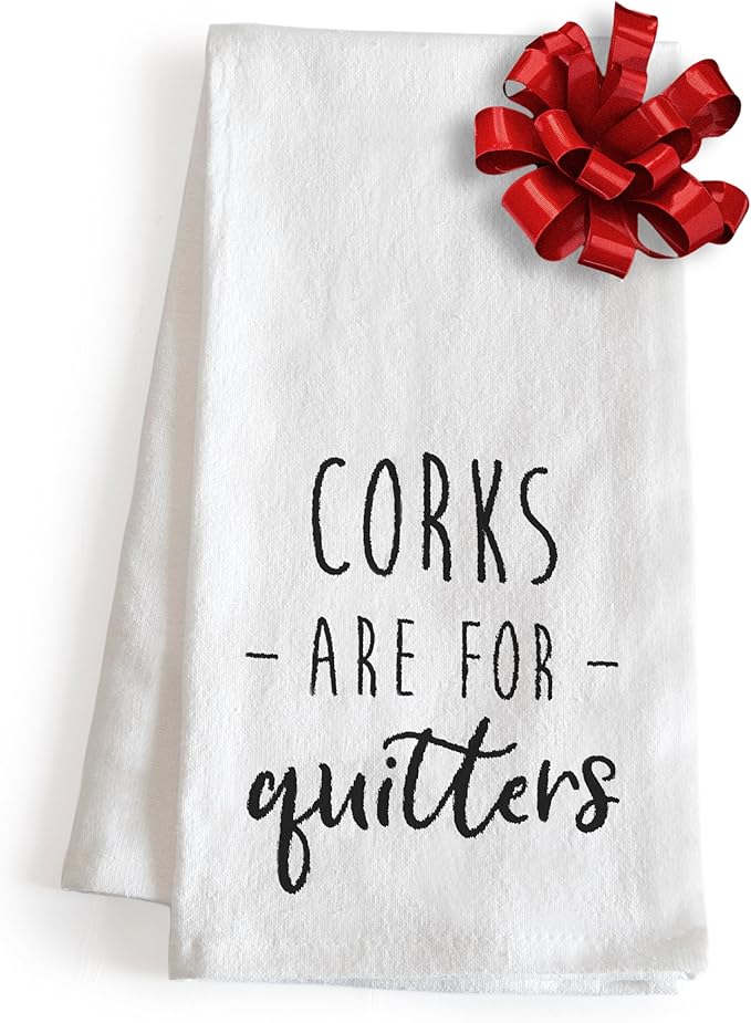 MAINEVENT Corks Are For Quitters 18x24 Inch White Cotton Hand Towel