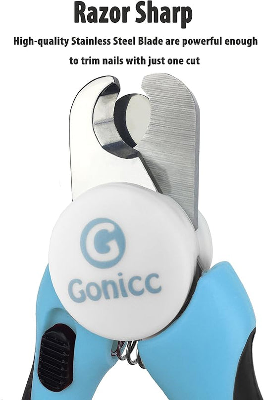 gonicc Dog & Cat Pets Nail Clippers and Trimmers - with Safety Guard to Avoid Overcutting, Free Nail File, Razor Sharp Blade - Professional Grooming Tool for Pets (for Medium to Small Dogs)