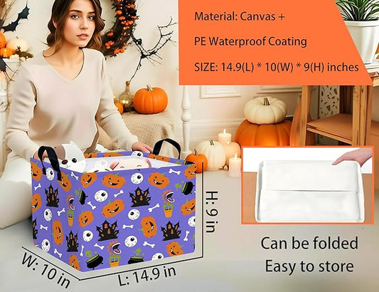 Large Halloween Themed Candy Gift Boo Basket for Kids Baby Personalized Adults Storage Bin Fall Decor(Castle Eye Pumpkin)