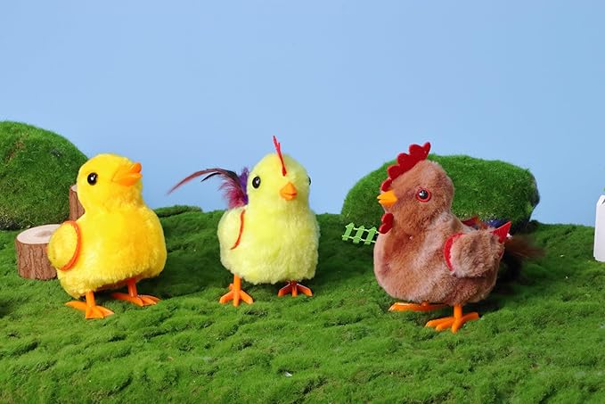 Hopearl Walking Chicken Pet Crow Chick Interactive Electronic Plush Toy Farm Animals Animated Gifts for Toddlers Birthday, Yellow, 8''