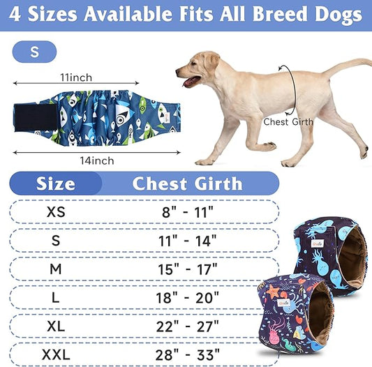 5 Pack Dog Diapers Male Reusable, Premium Belly Bands for Dogs, High Absorbing Male Dog Pee Wraps for Doggie in Incontinence or Excitable Urination and Training S