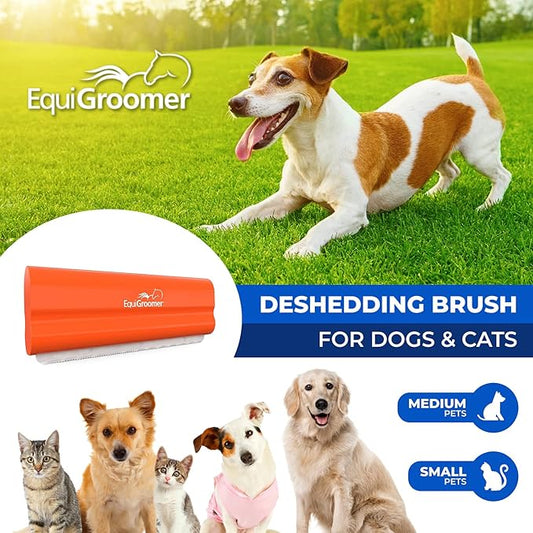 EasyGroomer Deshedding Brush for Dogs & Cats – Undercoat Grooming Tool for Short & Long Hair, Removes Loose Fur & Dirt, Reduces Shedding for Small & Large Pets, Orange