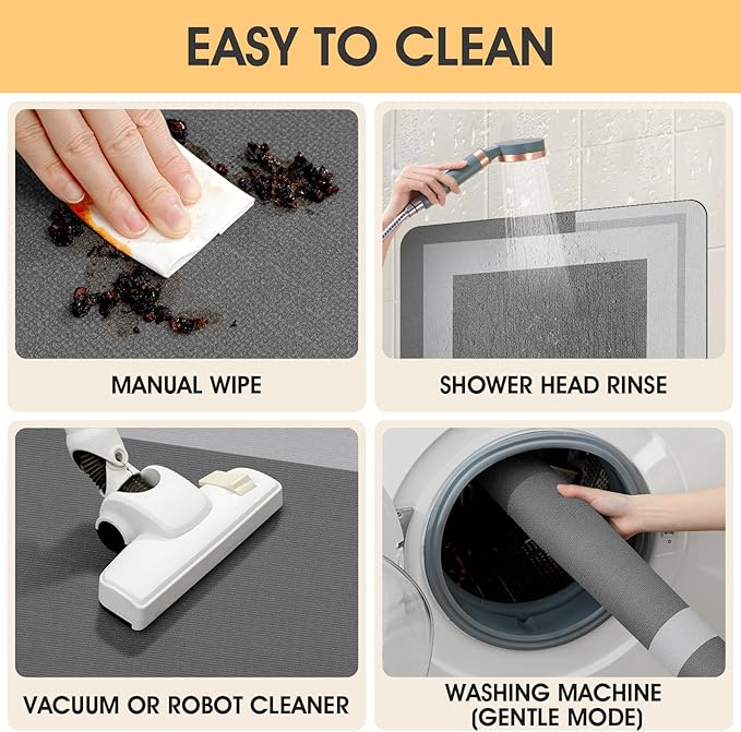 ACCUMTEK Toilet Rugs, Ultra Thin Absorbent Contour Bathroom Rugs for Toilet, Dry Quickly, Machine Washable, Upgrade Backing Non-Slip Bath Mat, Grey/Bordered/U-Shaped 24"x20"