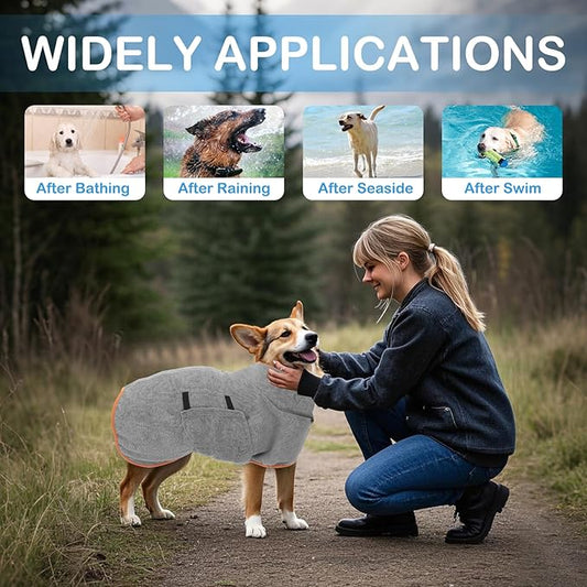 Large Dog Sweatshirts for Dogs, Bath Robe for Puppy After Shower, Soft Dogs Quick Drying Coat, Dog Bath Supplies, Towels with Adjustable Belly Strap Medium Robes