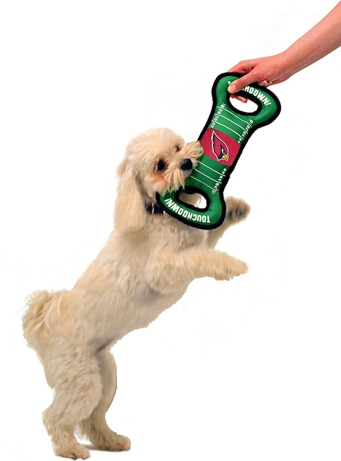 NFL Football Field DOG TOY with Squeaker. - ARIZONA CARDINALS - For Tug, Toss, and Fetch. - Tough & Durable PET TOY