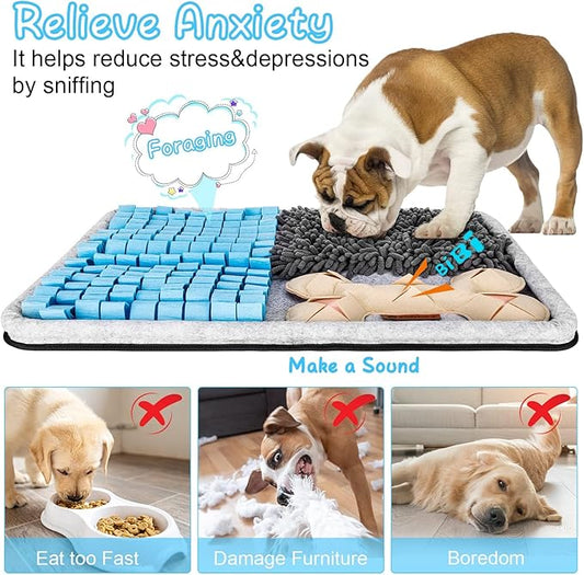 Snuffle Mat for Dogs, Interactive Feed Mat for Boredom, 17.3"×23.6" Pet Foraging Mat for Smell Training and Slow Eating with Stress Relief, Foraging Skills, Brain Stimulation