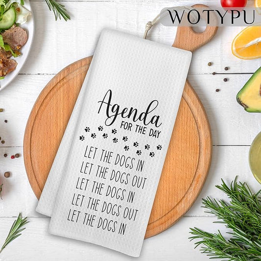 Funny Dog G Kitchen Towels, Dogs Lovers Gifts Dish Tea Towel for Kitchen Decor, Agenda for The Day Humorous Hand Towels for Bathroom Decor, Dog Bathroom Decor, 16x24 Inch