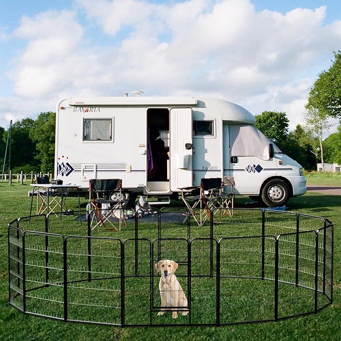 NEWBULIG Dog Playpen 16 Panels 32" Height Foldable Heavy Duty Metal Dog Exercise Playpen Puppy Fence for Indoor Outdoor Yard