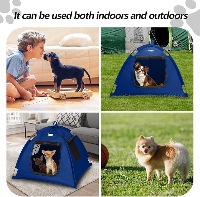 Cat Tent Outdoor/Indoor, Cat and Dog Waterproof Tent House, Outdoor Dog Bed Washable, Indoor/Outdoor Cave Nest Bed Small Dog Tent for Cat, Bunny and Small Animal (Blue, S)