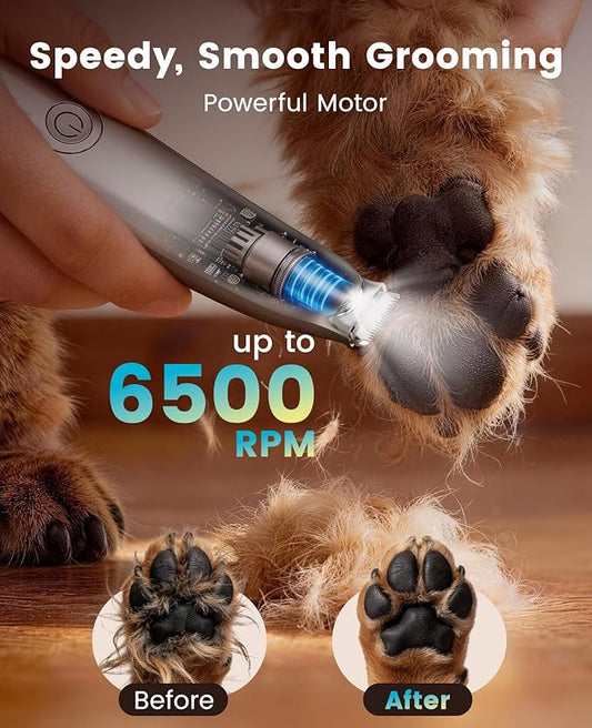 oneisall Dog Paw Trimmer, 2-Speed Up to 6500 RPM, 35dB Low-Noise Safe Pet Paw Trimmers with Curved Blade and LED Light, Cordless Pet Grooming Paw Clipper for Dogs, Cats, Paws, Ears, Face, Rump