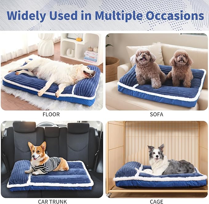 KHONSU PET Dog Bed with Pillow 3.5in Orthopedic Pad for Large Dogs up to 90 lbs Waterproof Removable Cover Machine Washable for Extra Large Dogs