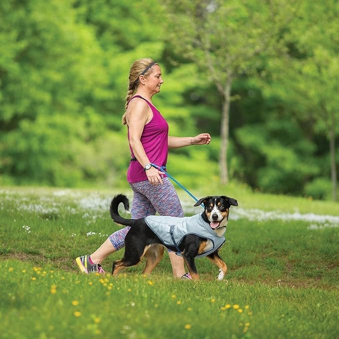 Kurgo Dog Core Cooling Vest - Summer Cooling Jacket - Evaporative Cooling Coat - Harness-Compatible - Reflective Accents - Grey - Small