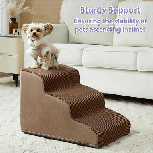 Dog Stairs for High Beds, 5-Steps Pet Steps for Bed, Pet Stairs with Highly Supportive Foam and Non-Slip Bottom, Dog Stairs for Large Dogs and Medium Dogs (High 22.6 Inch)