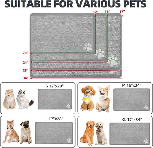 PUPTECK Dog Food Mat, Absorbent Pet Cat Feeding Mat for Food and Water Bowls, Anti-Slip Dog Placemat for Floors Waterproof, Pet Supplies Accessories, Grey Paw M