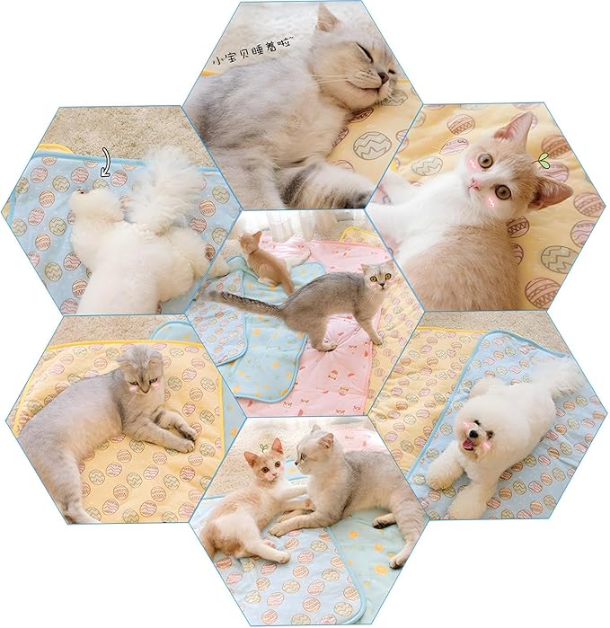 NACOCO Pet Cooling Mat Cat Dog Cushion Pad Summer Cool Down Comfortable Soft for Pets and Adults (M, Blue)