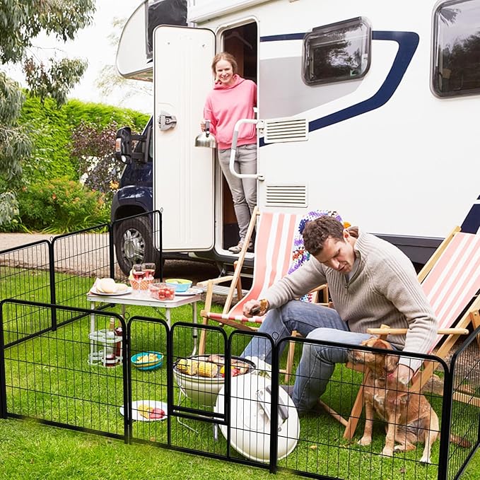 NEWBULIG Dog Playpen 16 Panels 24" Height Foldable Heavy Duty Metal Dog Exercise Playpen Puppy Fence for Indoor Outdoor Yard