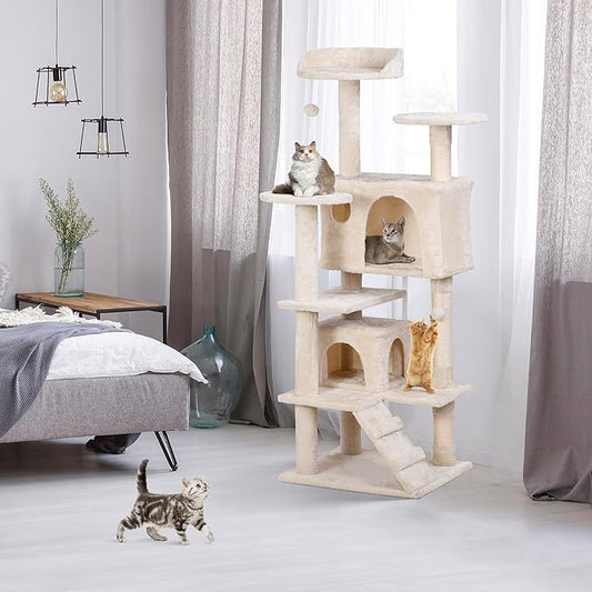 Nova Microdermabrasion 54 in Cat Tree Tower for Indoor Cats Multi-Level Cat Condo Cat Bed Furniture with Scratching Post Kittens Activity Center