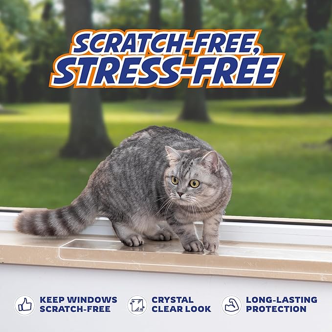 Panther Armor Window Sill Protector 2 Pack, Window Sill Cover and Windowsill Protector for Dogs and Cats, Clear Window Ledge Protector, Fits 29.5 x 3.25 Inch Sills, Easy Stick On Install, Large
