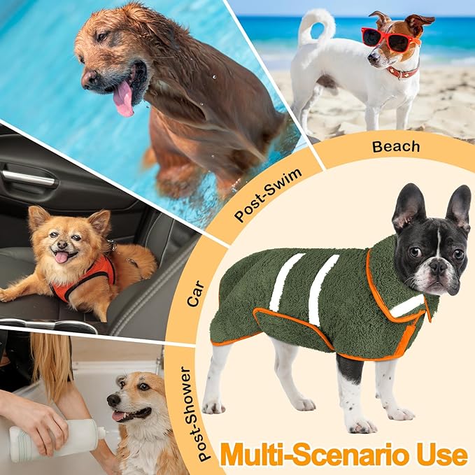 Dog Bathrobe Super Absorbent Dog Towels Large Quick Drying Robes for After Bath Soft Adjustable Warm Keeping Dogs Towel(S-XXL)