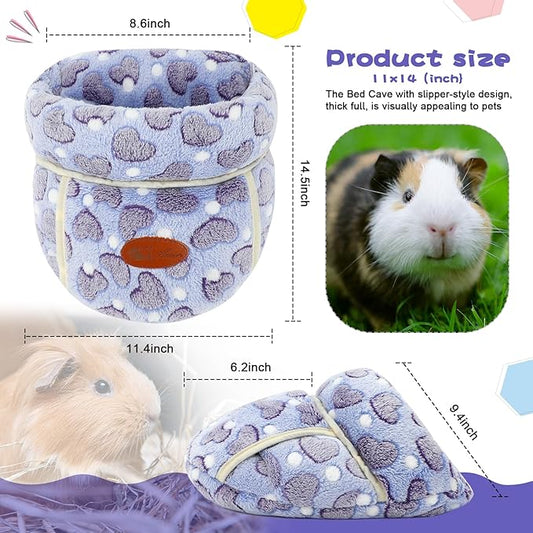 YUEPET Guinea Pig Bed Cuddle Cave Warm Fleece Cozy House Bedding Sleeping Cushion Cage Nest for Small Animal Squirrel Chinchilla Hedgehog Cage Accessories(Purple Heart