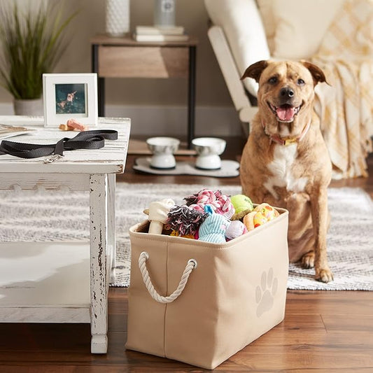 Bone Dry Pet Storage Collection Collapsible Bin, Medium Rectangle, Taupe