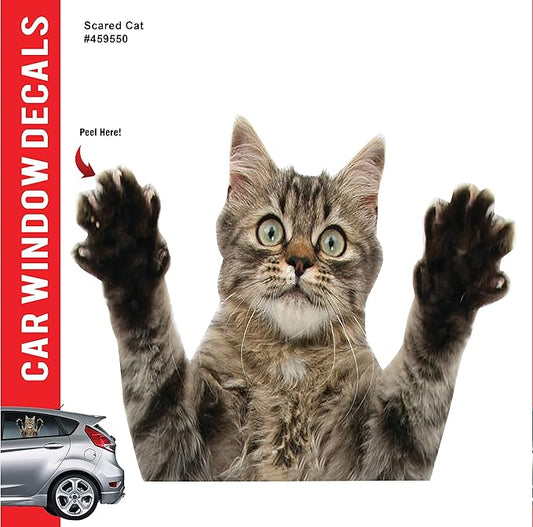 LEMONSODA Cat Car Window Decals Funny 3D Weatherproof Decals (Scared Cat)