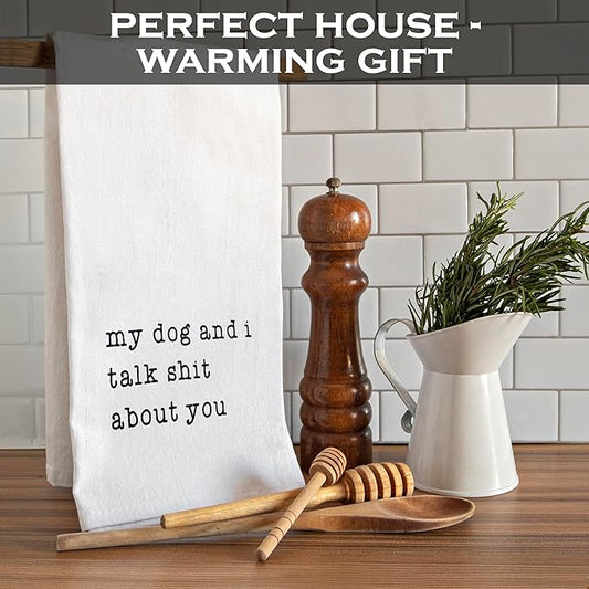 MAINEVENT My Dog and I Talk Shit About You Towel 18x24 Inch, Me and My Talk Sh t About You Kitchen Towel Saying, Funny Dog Kitchen Towels Funny Tea Towel Themed Kitchen Towels Corgi Hand Towel
