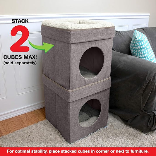 Kitty City Indoor Cat Cube Furniture, Tan Cube