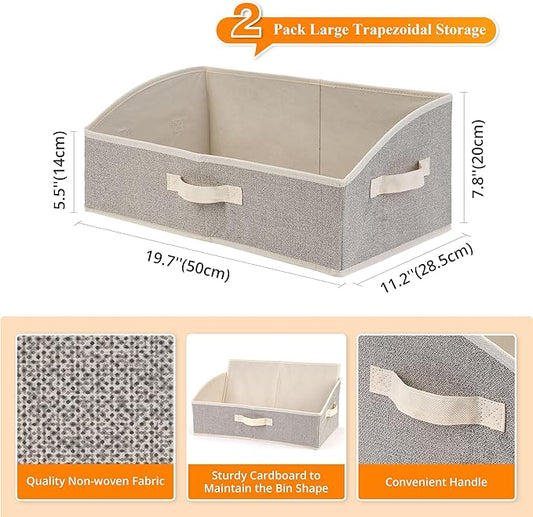 2 Pack Dog Toy Basket, Collapsible Cat Dog Toy Bin with Handles, Fabric Trapezoid Dog Toy Box Storage for Pet Dogs Toys,Blankets,Clothes and Accessories (Ecru)