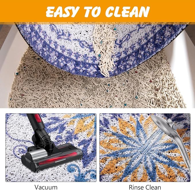 Cat Litter Mat, 28x20 in Litters Box Mat Waterproof Non-Slip Easy to Clean Washable Trapping Mat for Kitty
