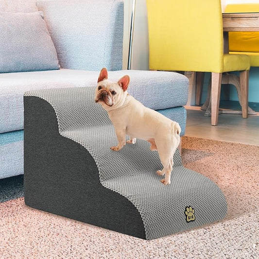 Pet Steps Dog Stairs for Sofa Couch and Bed High Density Sponge Pet Ramp with Removable Washable Cover Non-Slip Base Stable Dog Steps 15.7" H