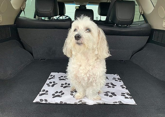 Ezee~Visit Black and White Dog Paw Print Pet Vet Mat (Standard)