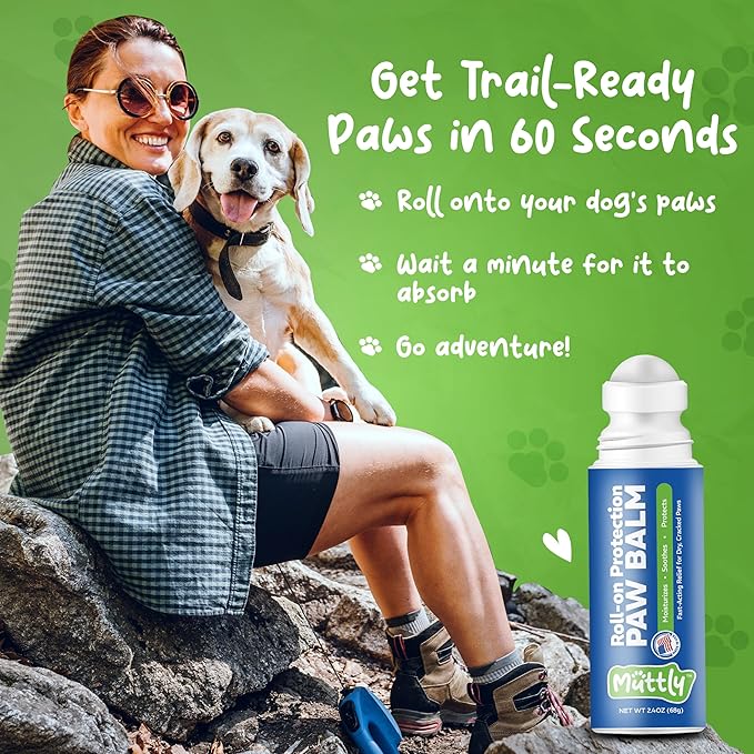 Roll-On Dog Paw Balm - Moisturizer & Soothing Protection from Snow & Hot Pavements - Snout Soother for Dogs - Easy & Fast to Apply, Natural, Non-Toxic, Food-Grade, Lick-Safe Wax