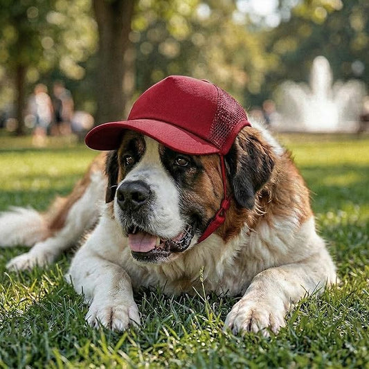 Tuff Pupper Dog Baseball Cap | UV Protection Dog Sun Hat | Breathable Lightweight Design | Secure Adjustable Chin Strap | Quick-Dry Fabric | Reinforced Brim | Small Medium Large Dogs (Red, XXL)