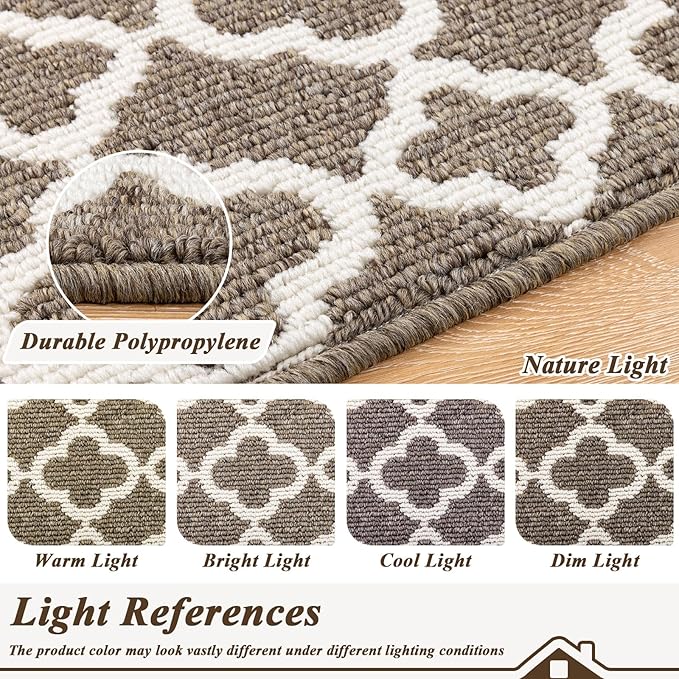 U'Artlines Runner Rug for Hallway 2×6feet Non Slip Kitchen Floor Carpet Runners Brown Geometric Pattern Machine Washable Area Rug for Entryway Bathroom