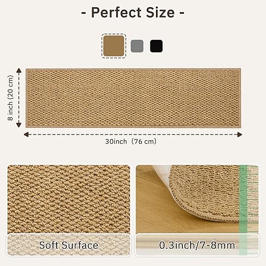 28PCS Non-Slip Stair Treads - 8"x30" Edging Stair Treads for Wooden Steps Washable Peel and Stick Indoor Stairs Tread Rug Stain Resistant Staircase Mat for Kids and Pets(28pc, Brown)