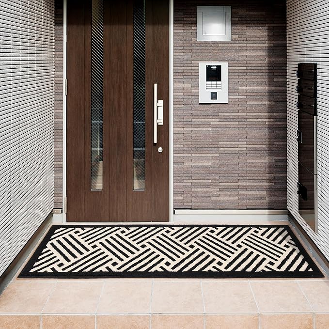 GRANNY SAYS Kitchen Mats for Floor, Kitchen Rugs Non Slip Washable, Runner Rugs for Kitchen Floor, 59" x 17.7", Stain Resistant Comfort Standing Mat Made of 100% Polypropylene, Black