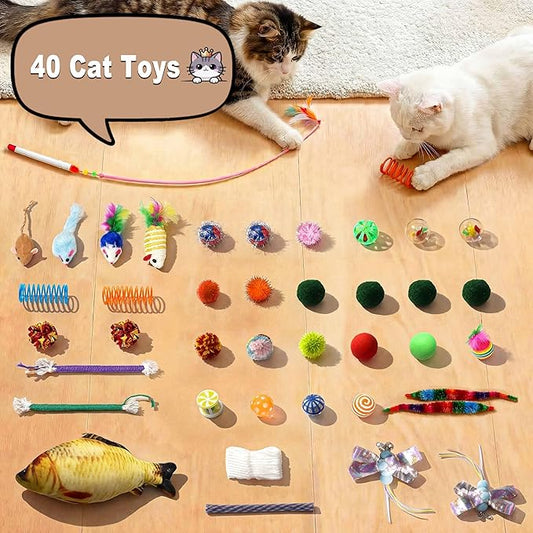 Gothic Cat Scratching Post, 40 Pcs Cat Toys, 34" Tall Scratching Posts for Indoor Cats Adults and Kittens, Cat Scratch Post with Spider Toys