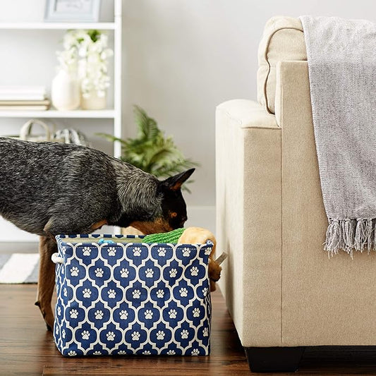 Bone Dry Pet Storage Collection Lattice Paw Print, Nautical Blue, Medium Rectangle