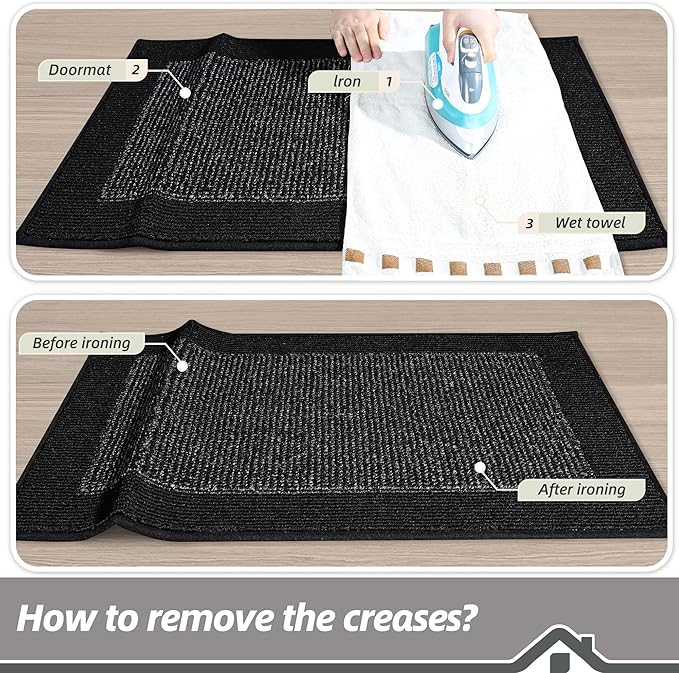 BEQHAUSE Indoor Door Mat 20" x 48", Dirt Trapper Door Mats Non-Slip Entryway Rugs Washable, Resist Dirt Absorbent Welcome Mat, Low Profile Floor Mats for Front Back Door and Entryway, Black