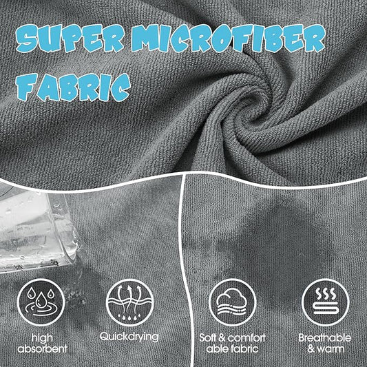 Super Absorbent Dog Bathrobe, Microfiber Bath Robe Towel for Fast Drying, Cozy Fit, Adjustable Belly Strap, Unique Dinosaur Design Dog Drying Coat for Bath, Rainy Walks & Cold Weather