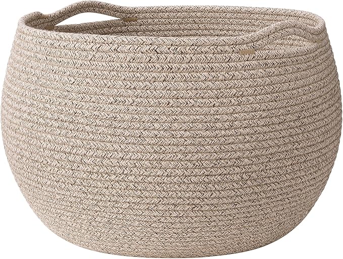 Goodpick Large Toy Storage for Kids, Woven Storage Basket for Home Decor, Baby Baskets for Baby Shower, Diaper Caddy Organizer for Nursery Living Room, Jute, 15.7"D x 10.5"H