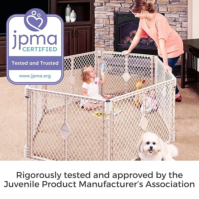 Toddleroo by North States - Superyard Baby Play Yard: Freestanding 6-Panel Baby Playpen - Indoor or Outdoor Use - Made in USA - Encloses Up to 18.5 Square Feet - 26 Inches Tall - Sand
