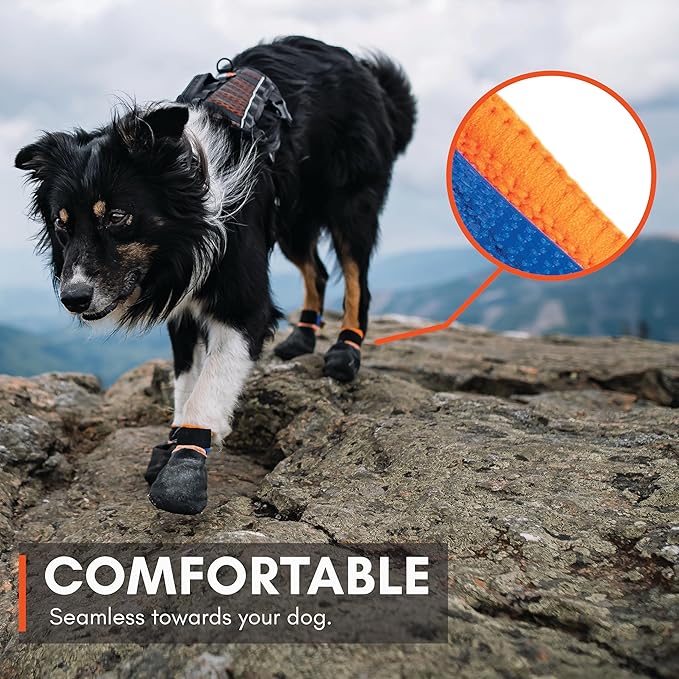 Non-stop dogwear Protector Booties, 4-Pack of Dog Booties for Hot Pavement and Rough Surfaces with Anti-Slip, Waterproof and Comfortable for Medium Dogs