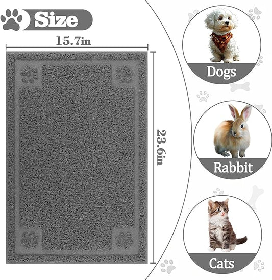 Darkyazi Pet Feeding Mat Large for Dogs and Cats,24"×16" Flexible and Easy to Clean Feeding Mat,Best for Non Slip Waterproof Feeding Mat. (Grey)