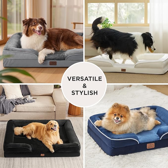 Bedsure L Plus Orthopedic Dog Bed for Large Dogs - Washable Dog Cat Bed Waterproof, L Plus Big Comfort Dogs Couch Sofa with Washable Removable Cover, Pet Bed with Nonskid Bottom, Hazel, 38"