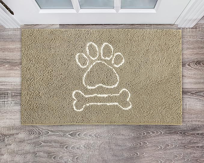 AROGAN Indoor Door Mat Entryway Rug Traps Mud and Water, Chenille Doormat for Muddy Shoes and Dog Paws, Machine Washable Doormat, Front Door Mat, Busy Area Dog Rugs for Floors, Entrance, 30x48 Beige