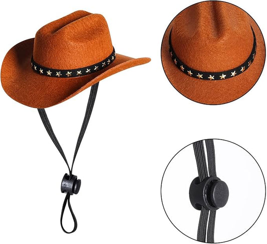 choyaxo Pet Cowboy Costume Cosplay Cap Halloween Costumes for Dogs Cat Pet Party Decoration Mini Cowboy Hat (Brown, Small)