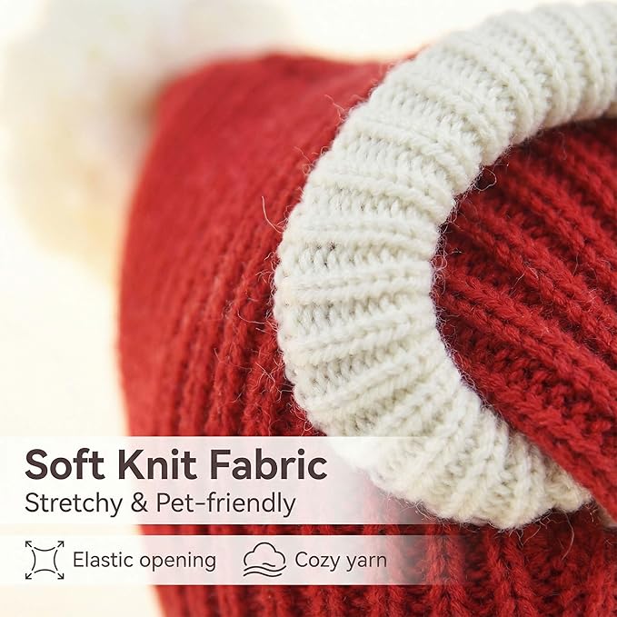 Christmas Dog Hat Costume for Large Medium Dog Warm Winter Dog Hat Neck Ear Warmer Headband Protector for Golden Retriever Labrador(Medium, Red)